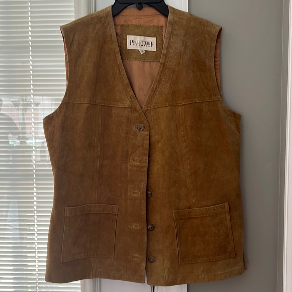 Vintage Suede Leather Vest Pelletterie Riunite Men’s Size 48 Large